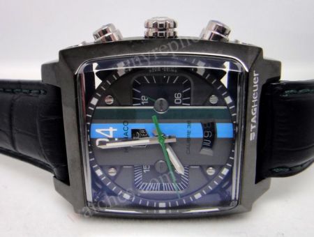 Tag Heuer Monaco Quartz 24 Calibre 36 Chronograph Blue/Green Dial Black Watch